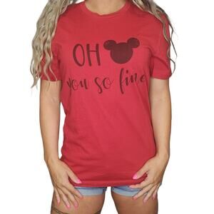 Mickey Mouse Shirt Womens Medium Red Black You So Fine Graphic Relaxed Fit